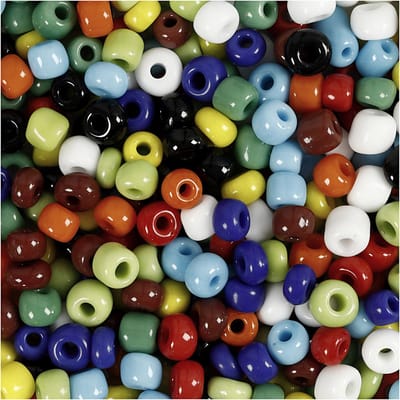 Rocailles, d 4 mm, afm 6/0, gatgrootte 0,9-1,2 mm, diverse kleuren, 130 gr