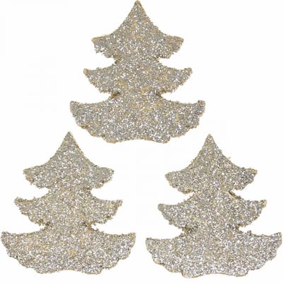 Strooidecoratie kerstboom goud glitter 4cm 72 st, 72 Stück