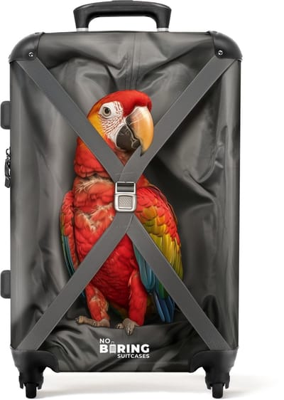 NoBoringSuitcases.com® - Koffer groot - Rolkoffer lichtgewicht - Papegaai mee op reis - Reiskoffer met 4 wielen - Valies grote trolley XL op wieltjes - Harde reistrolley met TSA slot - 20 kg bagage - Reizen