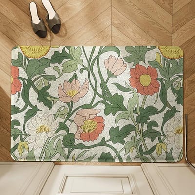 Nordic Flower PVC Huis Vloermat Entree Deur Vuilbestendig Hoge Veerkracht Draadring Entree Zand Stof Verwijderingsmat 60 * 90cm (edge pressing) white