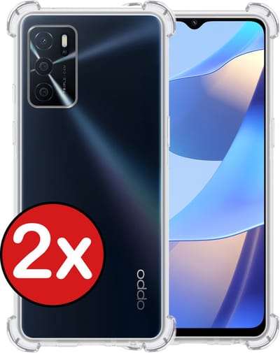 Hoesje - 2 Stuks - Geschikt voor OPPO A16s - Sterk & Shockproof - Back Cover - Siliconen Case - Telefoon Hoes Shock Proof - Telefoonhoes - Transparant
