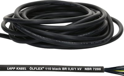 10 meter Lapp 1120343 Ölflex Classic 110 Zwart 0,6/1kV PVC stuurstroomkabel 4x2,5 mm² zonder aardleiding I buitenruimte I vlamvertragend I kabel 4-aderig I aansluitkabel 4x2,5