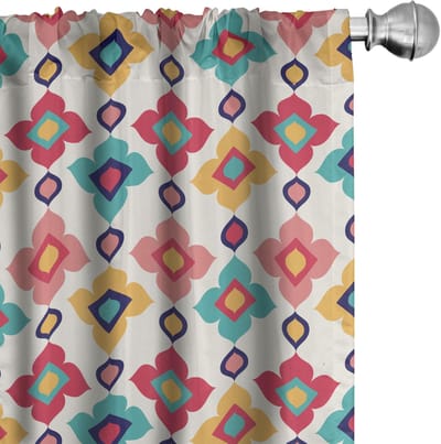 ABAKUHAUS etnische gordijnen – 2x75x245 cm – microvezel – ivoor multicolor