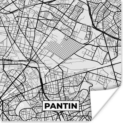 Poster Kaart - Stadskaart - Frankrijk - Pantin - Plattegrond - 100x100 cm XXL