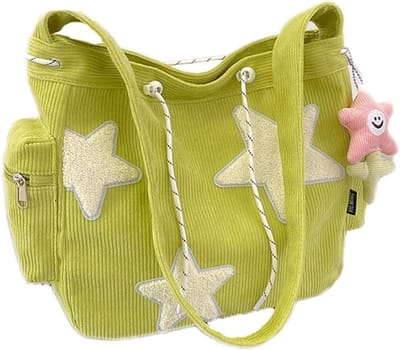 Corduroy voor Dames - Tas - Schattige Draagtas - Grote Crossbodytas, Shopper Schoudertas voor School - Kantoor - Werk - Reizen - Uitstapjes en Winkelen - Groen