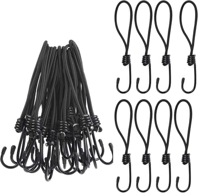 Spanelastiek - 20 Stuks - Snelbinders - Spanelastiek met haak - Bagagespin - Expanderlussen - Expanderhouders Spanrubbers - Zeilspanner - Tentspanner - Spinhaak - Elastiek met Haak - Voor Dekzeilen, Paviljoenen, Tenten, Netten
