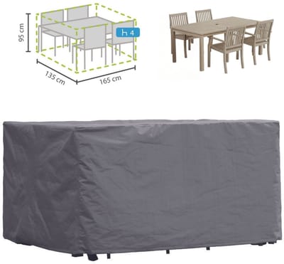 Perel Buitenhoes voor tuinset, grijs, rechthoekig, 165 cm x 135 cm x 95 cm