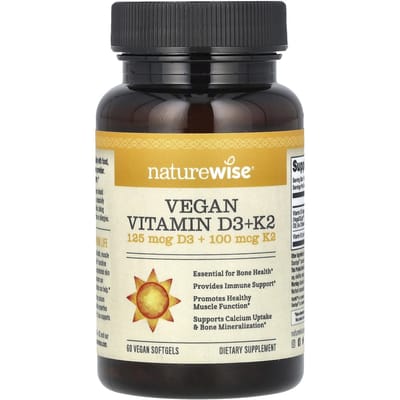 NatureWise, Vegan Vitamine D3 + K2, 60 Vegan Softgels
