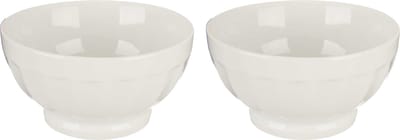 Vivalto Kommetjes/serveer schaaltjes/soepkommen - 2x - Osaka - porselein - D13.5 x H7 cm - ivoor wit - Stapelbaar