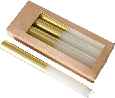 Staafkaars 20 cm diameter 2,20 cm verloop goud / wit