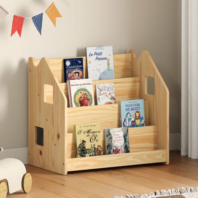 Montessori-boekenkast BRUNO van massief hout – naturel