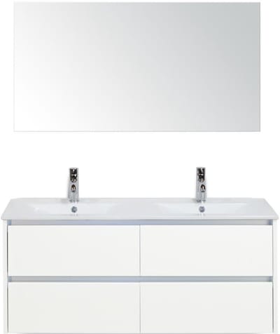 Dante Badmeubelset 120 cm - Wit Hoogglans - Keramische Wastafel Wit Enjoy met Spiegel