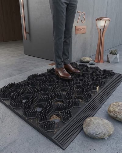 Maison Elara Geurloze TPE Deurmat voor Buiten – Heavy Duty, Antislip, Vuilopvangmat – 43 x 75 cm, Zwart