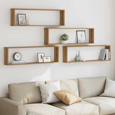 vidaXL - Wandschappen - kubus - 4st - 100x15x30cm - bewerkt - hout - artisanaaleiken