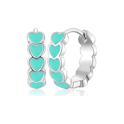 EMMI Oorringen / Oorbellen | Groen / Zilverkleurig | Ø 12 mm | 925 Zilver | Kinder Sieraden