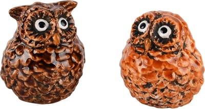 Dekoratief | Uiltje 'Freddy', bruin, keramiek, 5x5x6cm, set van 2 stuks | A245430