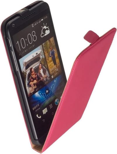 LELYCASE Lederen Flip Case Cover Hoesje HTC Desire 816 Pink