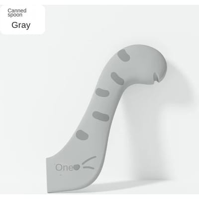 Cuillère pour animaux de compagnie, ouvre-boîte multifonction, cuillère à mélanger les aliments humides, couvercle d'étanchéité en silicone pour chat, stockage des aliments, accessoire pour chien gris