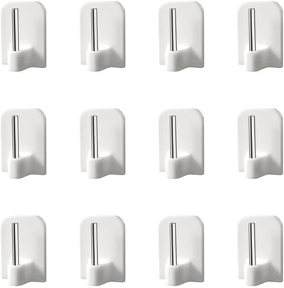 Dailygoods- Gordijnhaak 12 Stuks - Zelfklevende Haakjes - Ophanghaken - Geen Boren - Voor Badkamer/Keuken - Hoogwaardige Kunststof