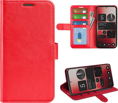 MobyDefend Hoesje - Geschikt voor Nothing Phone (2a) / Nothing Phone (2a) Plus - Wallet Book Case (Sluiting Achterkant) - Rood