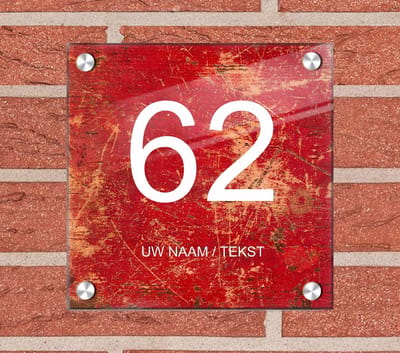 Naambordje voordeur plexiglas 25x25x0,5 cm model 1129 - Huisnummerbordje, naambordjes, naambordje huis, naamplaatjes, huisnummer bord, huisnummer bordje, originele naambordjes voordeur, huisnummerbord met naam, originele huisnummer bord