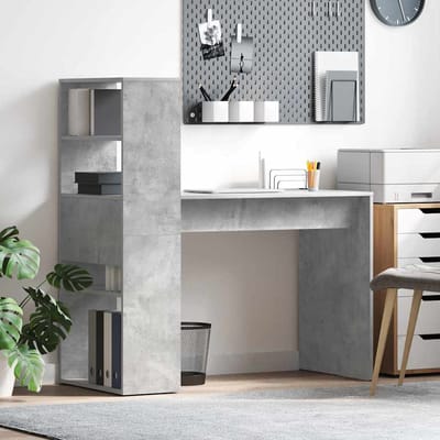 vidaXL - Bureau - Beton - Grijs - Bewerkt - hout - 113 - x - 54 - x - 120 - cm