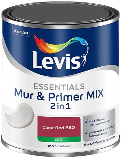 Levis - Essentials Mur & Primer Mix - Clear Red B80 - Mengverf - 1 L