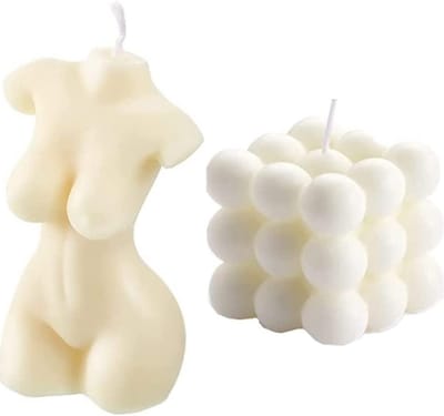 Set van 2 Bubble Candles in Cube Vorm - Handgemaakte Geurkaarsen voor Thuisdecoratie en Cadeau (Romantisch en Uniek)