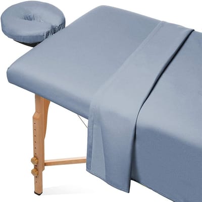 3-Delige Microvezel Beddengoedset voor Massagetafel - Inclusief Hoeslaken en Dekbedovertrek - Donkerblauw
