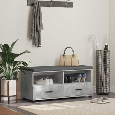 vidaXL Hallenbank met kussen met lade Beton Grijs 100 x 38 x 46 cm