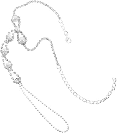 Dames Enkelbandje - Voetketting Bruiloft - Zomerse Elegantie - Rhinestone Versierd - 31 cm - Zilverkleurig