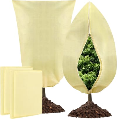 Vorstbeschermende planten - 2-pack - 80 x120 cm - Ademend en vorstbestendig - Wintervlies - Bescherming tegen boomvorst - Met rits en trekkoord - Geschikt voor buitengebruik in de winter - Koud weer en sneeuw - Beschermt bomen -Gebroken wit-Vliesstof