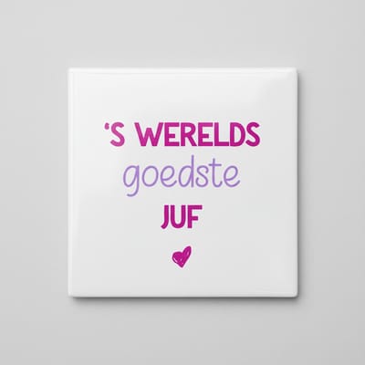 ’s Werelds Beste Juf Tegel 15x15 cm – Waarderingsquote Keramische Decoratieve Tegel Cadeau