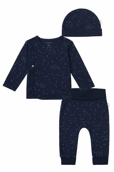 Noppies - Kledingset - 3 delig - Broek Nicea Donkerblauw - Shirt Nantes Donkerblauw - Muts Navar - Maat 44