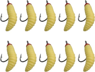10 Stuks Nep Maggots Hengelaas - Zacht Kunstaas voor Forel, Crappie en Witvis