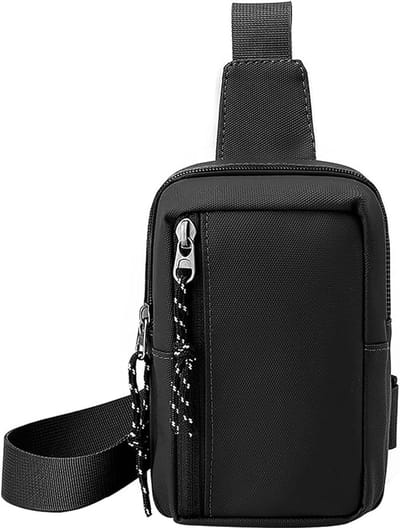 Stijlvolle Zwarte Borsttas - Kleine Crossbodytas - Kleine waterdichte borsttas - Heren crossbodytas - Telefoonvak - Schoudertas - Unisex - Multifunctionele tas - Reis- en wandelschoudertas - Zwart