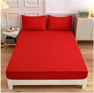 Dailygoods - Hoeslaken Rood - 100% Katoen, Kingsize 180 x 200 cm