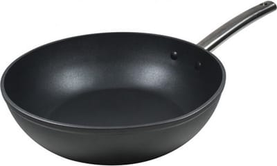 Masterpro Wokpan -28 x 7.2 cm -Turbo Inductie-Gesm. Aluminium -Titanium Coated-Foodies Collection