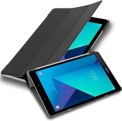 Cadorabo Tablet Hoesje geschikt voor Samsung Galaxy Tab S3 (9.7 Zoll) in SATIJN ZWART - Ultra dun beschermend geval met automatische Wake Up en Stand functie Book Case Cover Etui