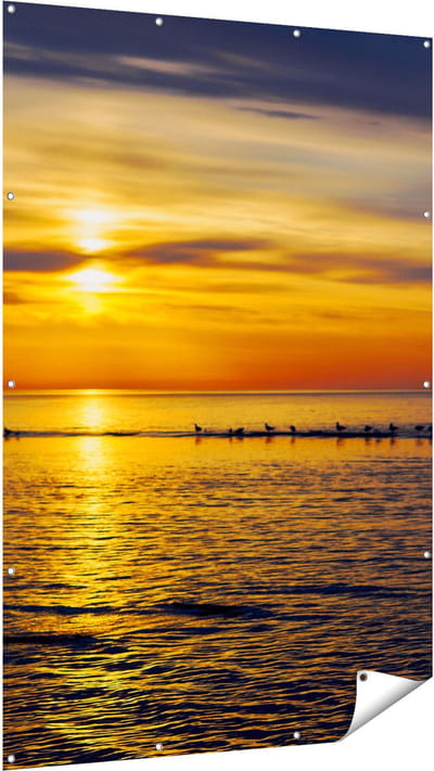 Gards Tuinposter Zonsondergang in de Zee - 120x180 cm - Tuindoek - Tuindecoratie - Wanddecoratie buiten - Tuinschilderij