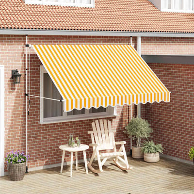 vidaXL - Luifel - handmatig - uittrekbaar - 300 - cm - oranje - en - witte - strepen