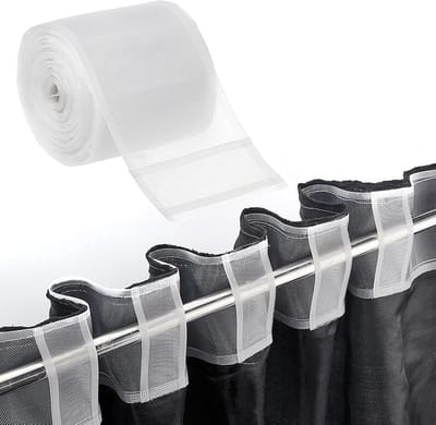 Gordijnband 10 cm x 10 m - transparant met haken voor potloodplooien