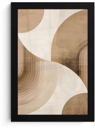Poster in lijst - Fotolijst 20x30 cm - Posters - Retro - Geometrische lagen - Aardetinten - Posterlijst zwart - Decoratie - Wanddecoratie woonkamer - Muurdecoratie slaapkamer