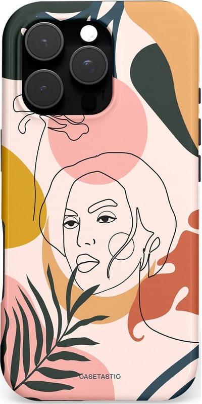 Casetastic hoesje geschikt voor Apple iPhone 16 Pro - MagSafe - Dubbellaagse bescherming - Elegantie van binnen - Fashion Case - Perzik Wit Donkergrijs Zilver