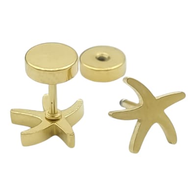 Zeester oorbellen - Premium gold-plated staal - knopjes - 8 x 8 mm