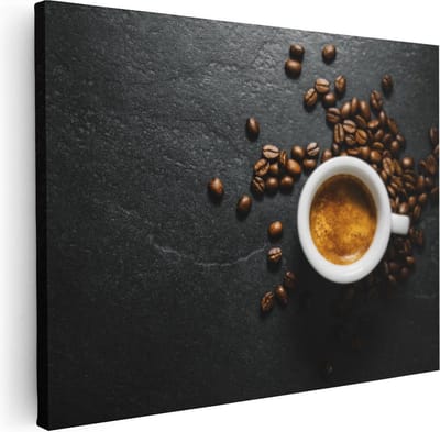 Artaza Canvas Schilderij Koffie - 80x60 cm - Wanddecoratie Keuken - Muurdecoratie Koffiebonen - Schilderijen Op Canvas