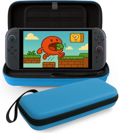 Hoes Geschikt voor Nintendo Switch 2 Case Hard Cover Bescherm Hoesje Koord - Case Geschikt voor Nintendo Switch 2 Hoes - Blauw