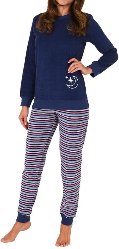 Normann damespyjama badstof met lange mouwen en manchetten - pyjama ook in oversize
