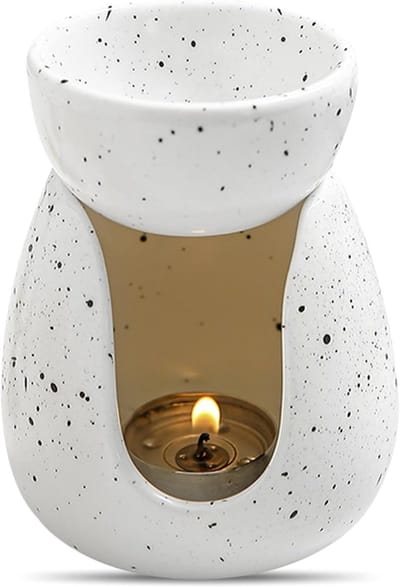 Kaarsenbrander voor Wax Smelts en Aromatherapie - Keramische Oliebrander in Eierschaal Vorm - Kaarsenhouder voor Halloween, Kerstmis en Verjaardag - Wit