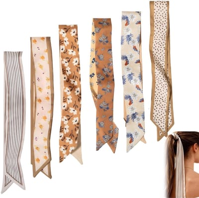 Dailygoods- Sjaal 6 stuks - Zijde - Halsdoek - Satijnen Sjaal - Modieuze Doeken - Veelzijdig voor elke gelegenheid - Doek